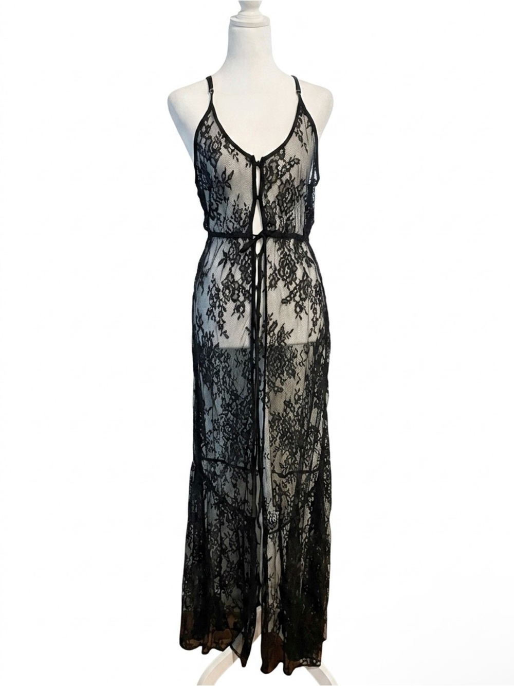 Rat & Boa Black Sheer Lace Maxi Robe